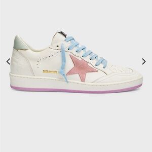 Golden goose ball stars white pink blue aqua sneakers